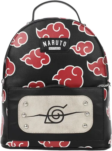 Vista 2 de Bioworld Naruto Akatsuki Cloud Pattern Negro 11" Mini Mochila, Multi colorido, Personalizado