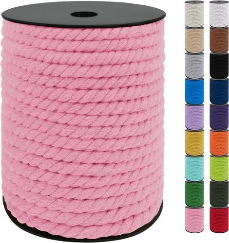 Vista 11 de JeogYong Cordón de algodón de 10mm, 22.86 metros de cuerda natural para macramé, hilo de 3 hebras torcido, cuerda para macramé para manualidades