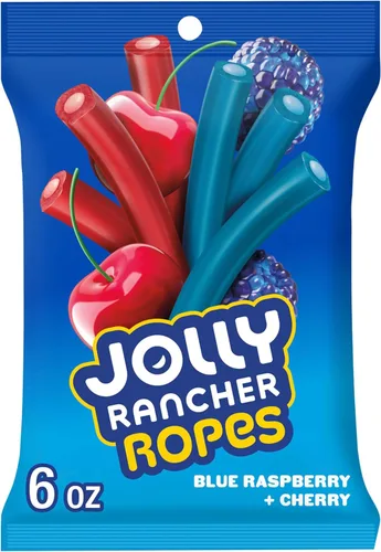 Vista 9 de JOLLY RANCHER Ropes - Bolsa de dulces de frambuesa y cereza azul, 6 onzas