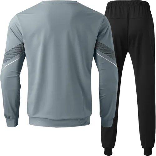 Vista 6 de Conjunto deportivo de 2 piezas para hombre, conjunto deportivo de 2 piezas, para invierno, casual, elegante, talla grande, cuello redondo, camisetas