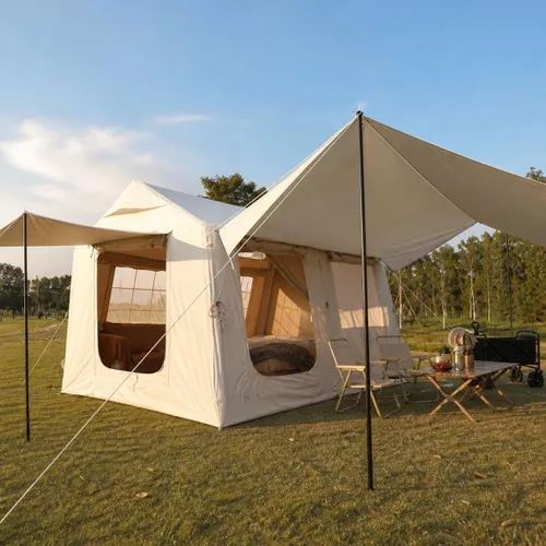 Vista 10 de YOLENY Inflatable Camping Tent, 8-10 Person Large Family Glamping Tent with Pump, Easy Setup Blow Up Tent with Stove Jack, Mesh Windows & Extended