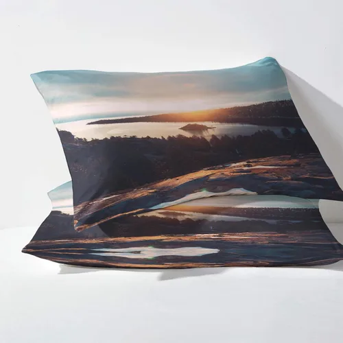 Vista 3 de Sunrise Sheets tamaño individual, sábanas de cama de paisaje natural, sábanas y fundas de almohada estampadas de 3 piezas, sábana bajera ajustable