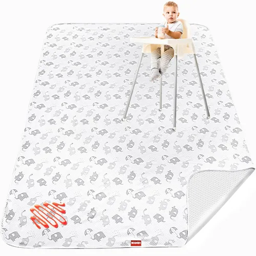 Vista 15 de Tapete portátil antideslizante para silla de bebé, 46 x 42 pulgadas, estrella negra