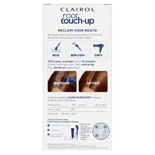 Vista 2 de Clairol Root Touch-Up de Nice'n Easy - Tinte permanente de cabello para retoque de raíces, color 4RV - rojizo oscuro, 2