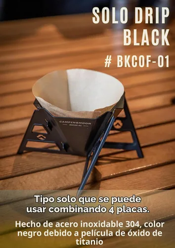 Vista 2 de CAMPINGMOON - Gotero de café plegable para acampar al aire libre, acero inoxidable 304 COF-01 (negro)
