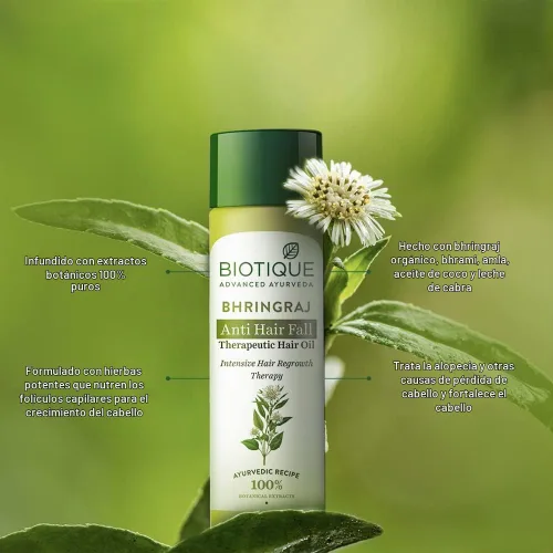 Vista 3 de Biotique Botanicals Bhringraj Aceite terapéutico para el crecimiento del cabello, 4,06 onzas líquidas