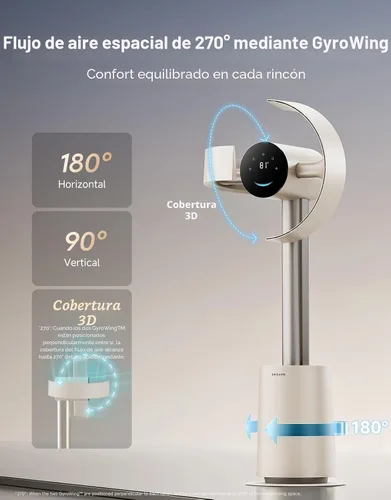 Vista 2 de DREAME Ventilador de torre sin aspas para dormitorio, ventilador de pie inteligente con flujo de aire espacial de 270° para circulación de Beige