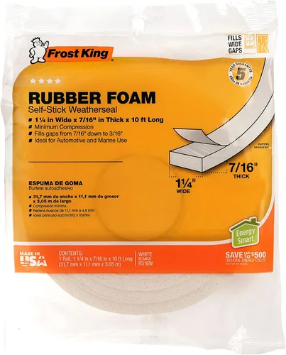 Vista 5 de Frost King Cinta de espuma de goma de esponja R516WH, 1/4" x 7/16" x 10