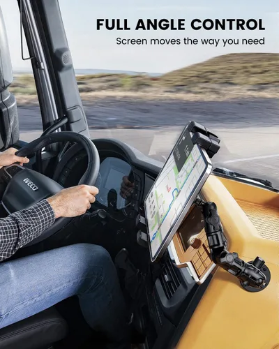 Vista 3 de OHLPRO Soporte de tableta con base de taladro resistente para tablero de camión, soporte permanente atornillado para iPad de automóvil