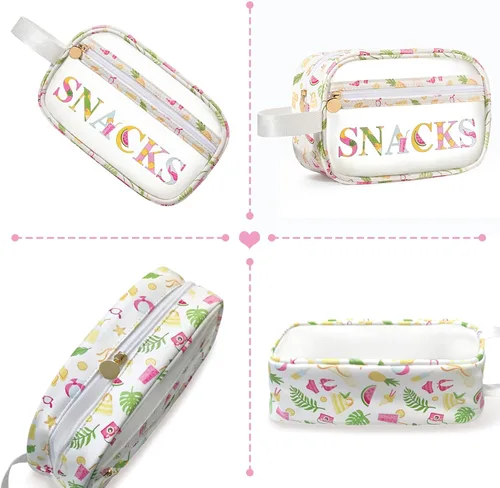 Vista 3 de COSHAYSOO Bolsas transparentes para aperitivos, bolsa de viaje para mujeres y niñas, lindas vacaciones de verano, playa, piscina, día del lago