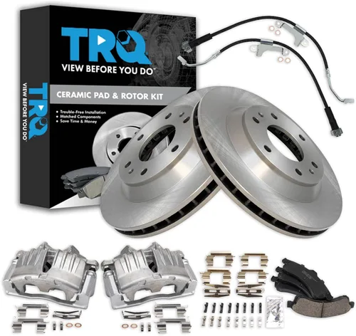 Vista 47 de TRQ Juego de pastillas de freno delanteras y rotores de cerámica, pinzas, mangueras, compatibles con Honda Odyssey 2005-2010