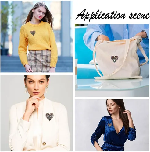 Vista 4 de INFUNLY 4 parches de cuentas de diamantes de imitación de ojo de corazón de 4.1 x 2.9 pulgadas, parches para coser en forma de corazón, hechos a
