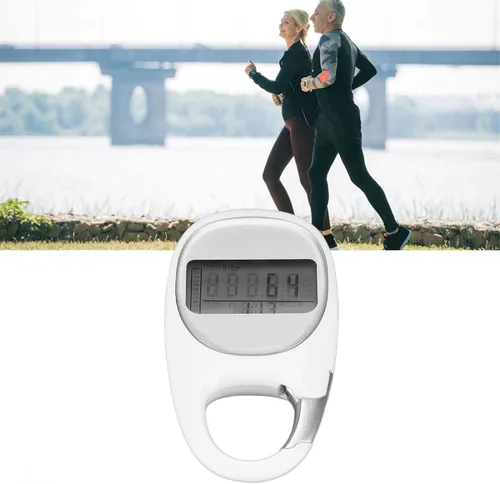 Vista 4 de Contador de pasos, podómetro 3D para caminar con clip, modo de ahorro de energía, pantalla LCD transparente, mosquetón simple, podómetro