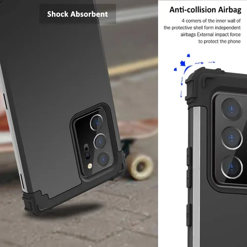 Vista 3 de Funda compatible con Samsung Galaxy Note 20 Ultra, 3 en 1, cuerpo completo, resistente, a prueba de golpes, delgada, híbrida, resistente, cubierta