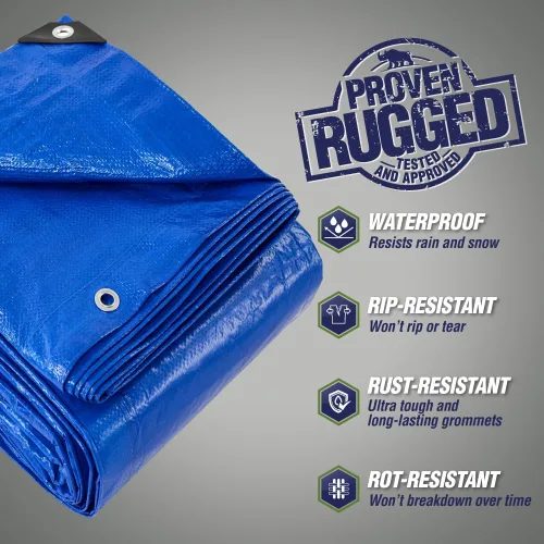 Vista 2 de RUGGED RHINO Lona resistente 100% impermeable para todo tipo de clima, lonas resistentes a la temperatura UV de 5 mil, cubierta multiusos de alta