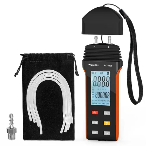 Vista 6 de Medidor de presión de gas Manometer HVAC, medidor de presión de aire manómetro de doble puerto WapoRich ±13.79Kpa/2.000Psi ±0.3% con 11
