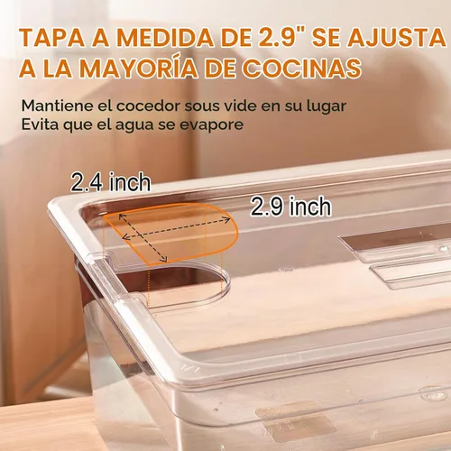 Vista 3 de HOMENOTE - Recipiente grande para Sous Vide con tapa, kit completo de accesorios de 26 cuartos de galón