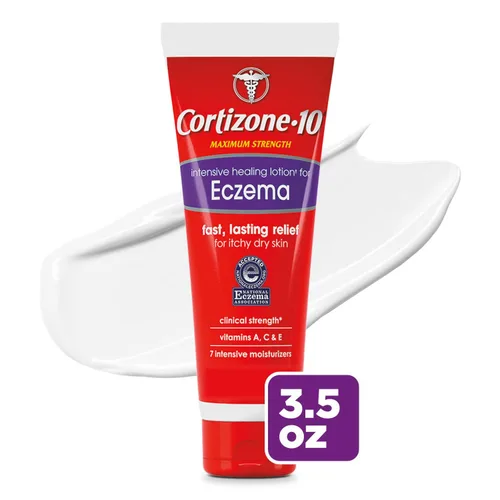 Vista 3 de Cortizone 10 Crema de curación intensiva de máxima potencia para el eccema, 1% de hidrocortisona, 3.5 oz.