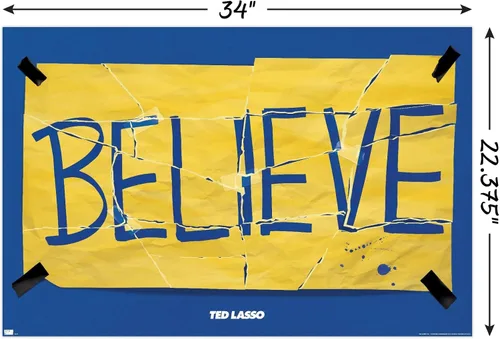 Vista 3 de Ted Lasso - Póster de pared de Torn Believe, 34 pulgadas de largo x 22.4 pulgadas de ancho, versión sin marco