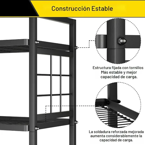 Vista 7 de GIOTORENT Estantería de Pie de 5 Alambres y Librero, Unidad de Estantería de Almacenamiento de Metal Estante de Despensa para Organizador de Negro