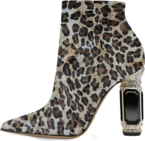 Vista 21 de FSJ Botas de tacón alto con punta puntiaguda para mujer, con tacón alto, con cremallera lateral brillante, estilo casual, para uso diario, zapatos