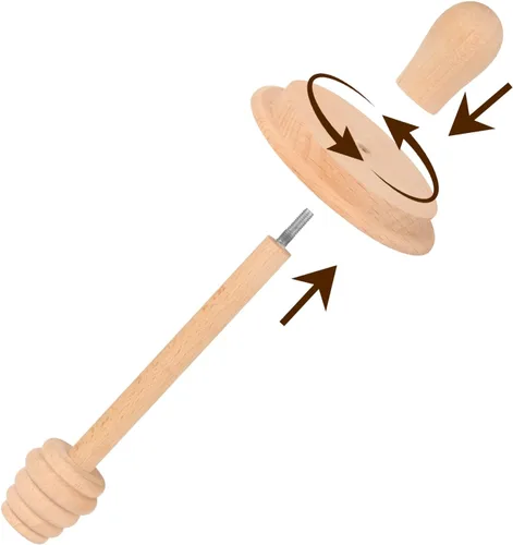 Vista 7 de Tarro de madera para tarros de miel, palito de madera para tarros Mason de boca regular, cuchara de miel, tapa de panal para boca regular, tarros
