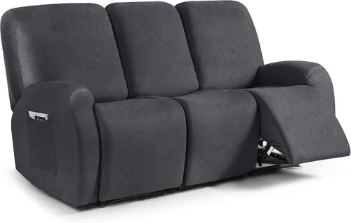 Vista 14 de ANARACHON Fundas para sillas reclinables con aspecto de cuero, funda elástica de 4 piezas, funda suave para silla reclinable, protector de muebles