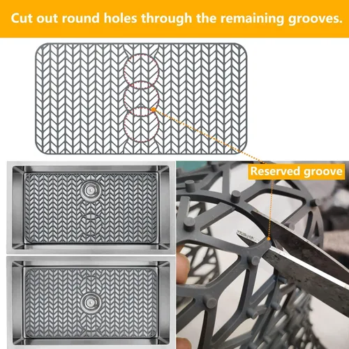 Vista 52 de Protectores de fregadero de cocina de 12 x 11 y 13 x 11 pulgadas, protectores de silicona para fregadero de cocina para la parte inferior del Gris
