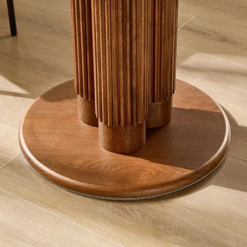 Vista 7 de WILLIAMSPACE Mesa de comedor redonda de madera de 33 pulgadas con mesa de piedra sinterizada A-33" Mesa Redonda Con Mesa Sinterizada