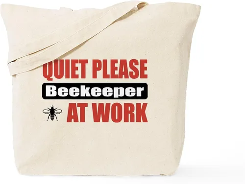 Vista 15 de CafePress Beekeeper Stencil Tote Bag Reusable Natural Beige Canvas Shopping Bag