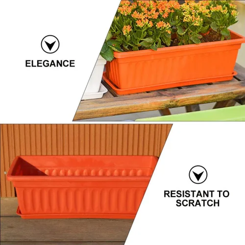 Vista 9 de DOITOOL Macetas rectangulares para plantas de interior, 2 unidades, macetas de ventana para patio, macetas para exteriores, rectangulares