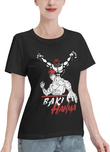 Vista 2 de Anime Baki The Grappler T Shirt Womens Summer Round Neck Shirts Casual Short Sleeves Tee Black