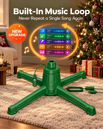 Vista 6 de HOPOCO - Soporte musical giratorio para árbol de Navidad con control remoto y función de memoria