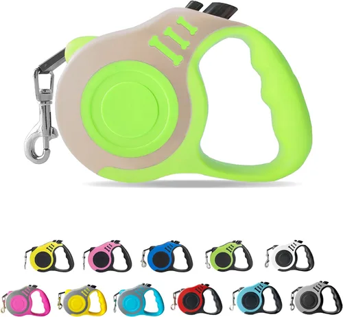 Vista 28 de Correa retráctil para perros pequeños y medianos, automática, telescópica, cinta para mascotas de 10/16 pies, duradera y práctica, con asa A1- rosa
