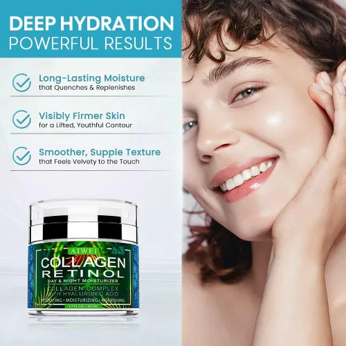 Vista 6 de AIWEI Crema hidratante facial de colágeno – Hidratante, hidratante y recuperación – Crema facial de día y noche con retinol y ácido hialurónico