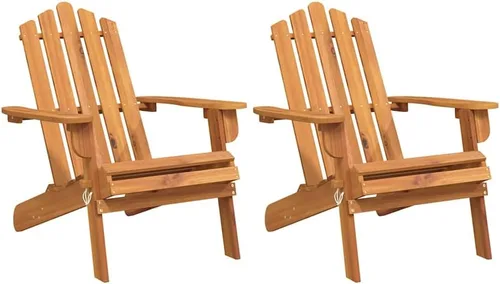 Vista 2 de Garden Chair Set of 2, Natural Solid Acacia Wood, Foldable Adirondack Design, Weather Resistant Outdoor Seating for Front Porch Furniture