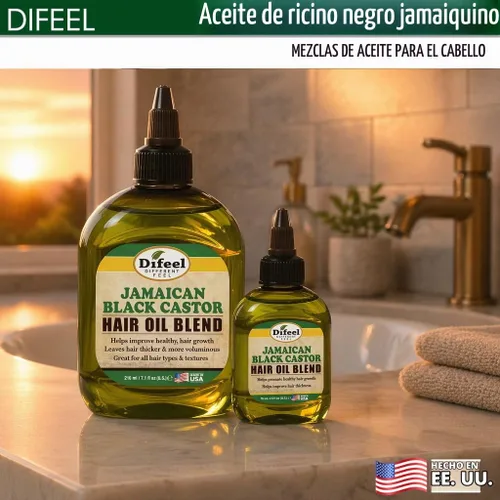 Vista 2 de Difeel - Mezcla de aceite de ricino negro jamaicano, tamaño de viaje, 2.5 onzas