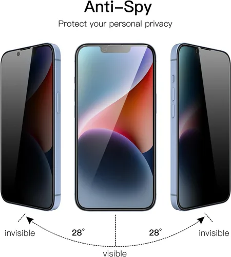 Vista 3 de JETech Protector de pantalla de privacidad para iPhone 14 Plus, paquete de 2 Vidrio templado de cobertura completa, protección de borde a borde