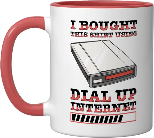 Vista 5 de 90s Nostalgia Retro 90s Dial Up Internet Vintage Ceramic Mug, Black/White