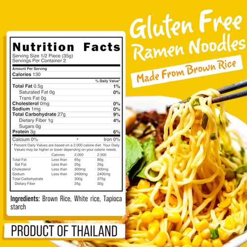 Vista 2 de Fideos ramen sin gluten a granel (48 piezas)gf fideos sin gluten veganos, saludables, de arroz integral. Fideos ramen de sodio bajo, sin