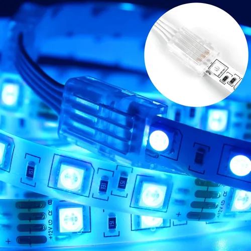 Vista 8 de RGBZONE 10 unids 4 Pin 0.394 in Conectores LED sin soldadura 4 Pin conductor tira a adaptador de corriente para puente de 0.394 in SMD RGB 5050 LED