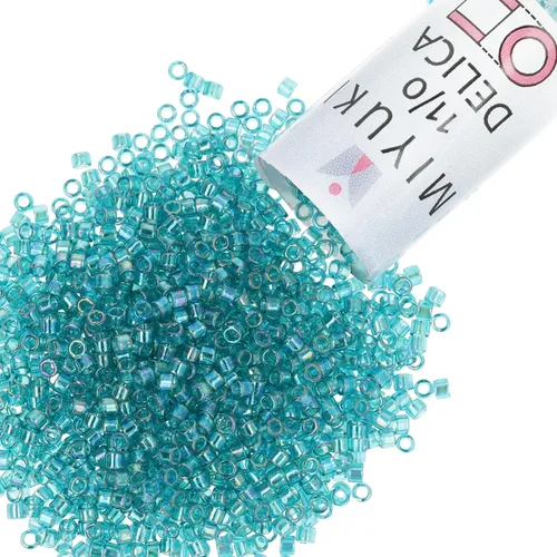 Vista 21 de Miyuki Cuentas de semillas Delica – Tamaño 11/0 (0.1 in), DB0079, forrado azul agua AB, 0.3 oz, aprox. 1440 cuentas, fabricado en Japón