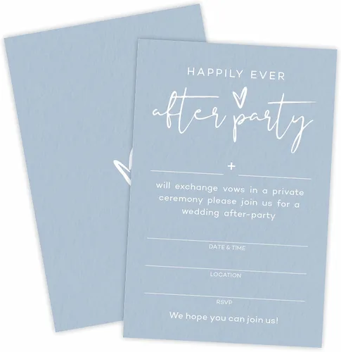 Vista 7 de TPYEN Invitaciones de fiesta Happily Ever After, invitación minimalista de fiesta de recepción de boda verde oscuro, celebración para novia y novio