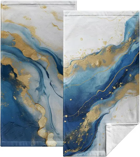 Vista 17 de Toallas de Mano Azul Gris Marrón para Baño Negras Pintura Moderna de Arte Abstracto Toallas de Cocina Suave Absorbente Toalla de Huésped Punta