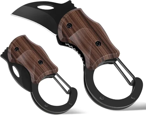 Vista 22 de FUNBRO Cuchillo de bolsillo pequeño, cortador de caja fría con hoja afilada de 1.34 pulgadas 1 paquete ámbar