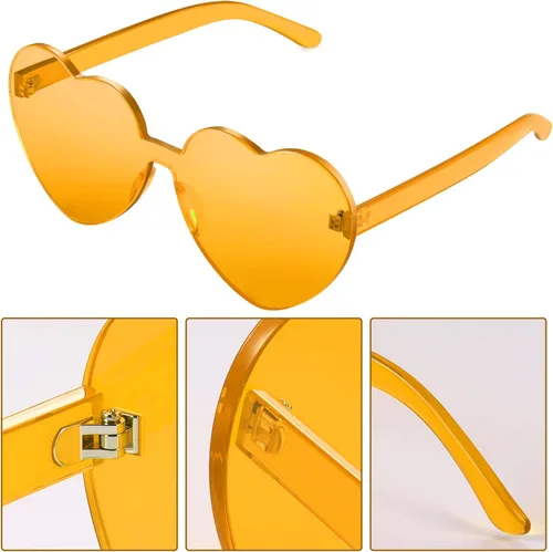Vista 3 de Maxdot - Lentes de sol transparentes sin marco con forma de corazón para fiestas