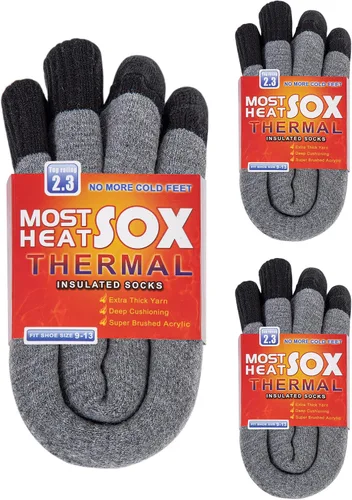 Vista 14 de Calcetines térmicos para hombre, calcetines de invierno cálidos para clima frío con temperaturas extremas A1-azul (2 pares)