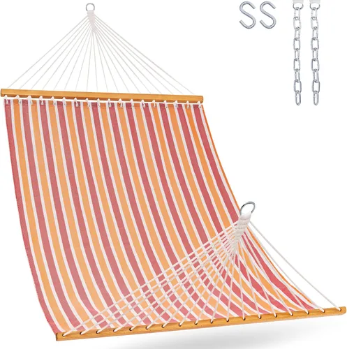 Vista 12 de Lazy Daze Hamacas Hamaca de secado rápido con barra separadora de tela Textliene, hamaca doble para 2 personas con cadenas para exteriores, patio