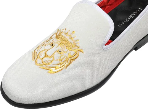 Vista 3 de ELANROMAN Mocasines para hombre, con bordado de terciopelo, sin cordones, para fiesta, boda, baile de graduación