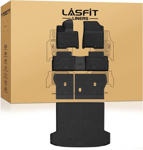 Vista 26 de LASFIT Alfombrillas de carga y respaldo de automóvil, aptas para todo tipo de clima, elastómero termoplástico de ajuste personalizado, fácil